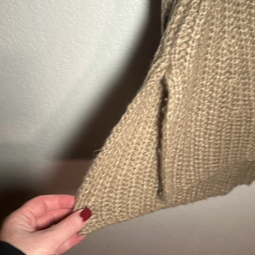 Coin 1904 Tan Chunky Knit Wide Cuff Crew Sweater Size Medium